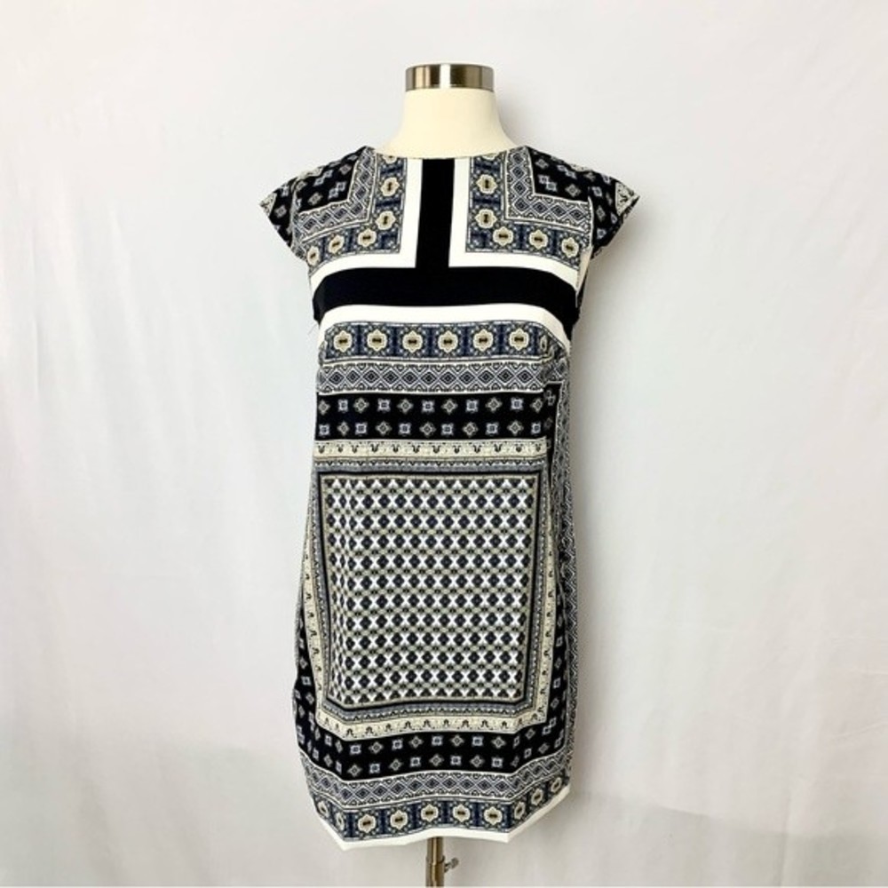 Mango Mng Basics Size Xxs Blue Geometric Print Ca… - image 1